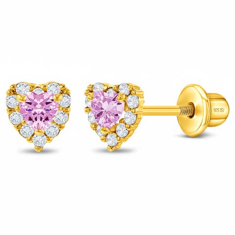 Cubic Zirconia Encrusted Heart Earrings