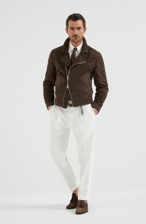 Brunello Cucinelli Pleat-front Cotton Trousers In Snow