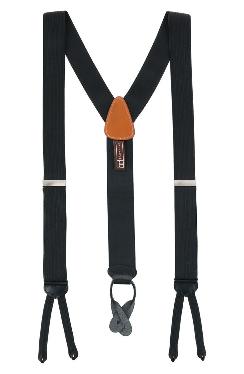 Trafalgar Regal Silk Formal Suspenders, Main, color, Black