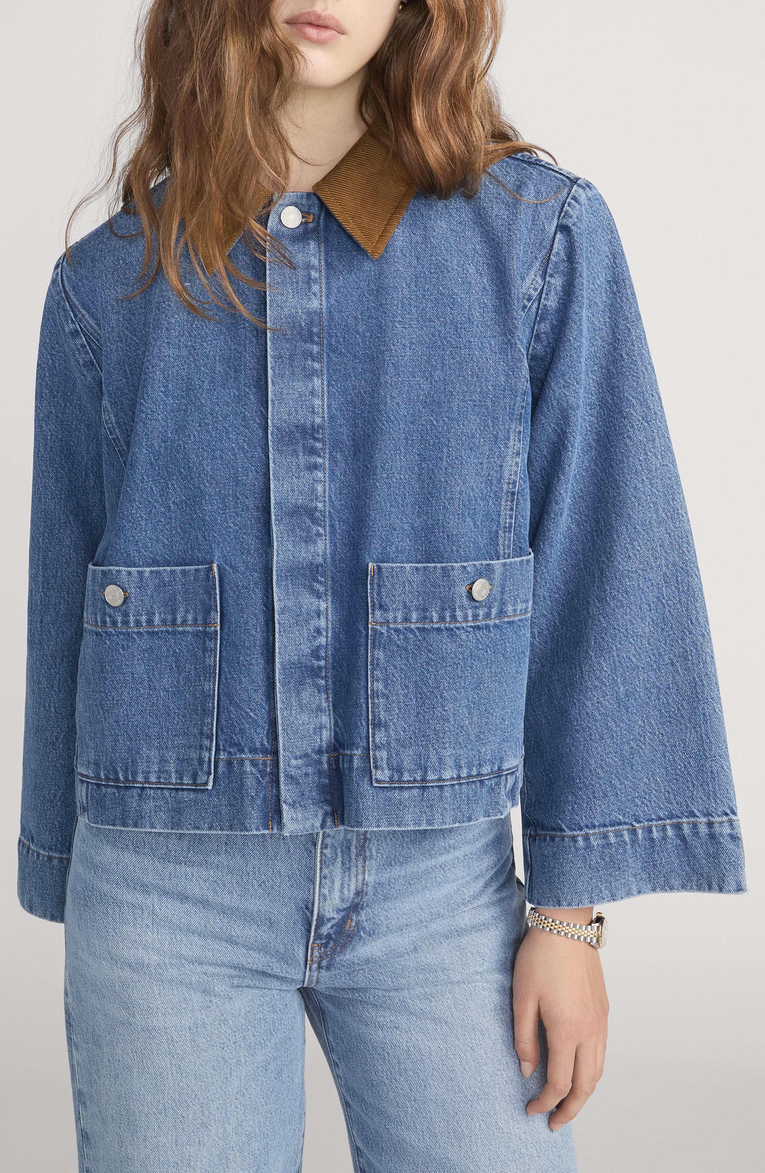 The Crop Denim Swing Jacket