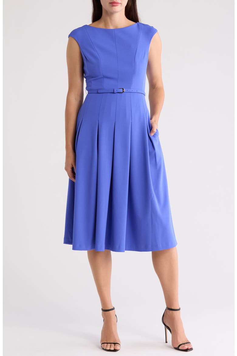 Bateau Neck Cap Sleeve Midi Dress, Main, color, PERIWINKLE