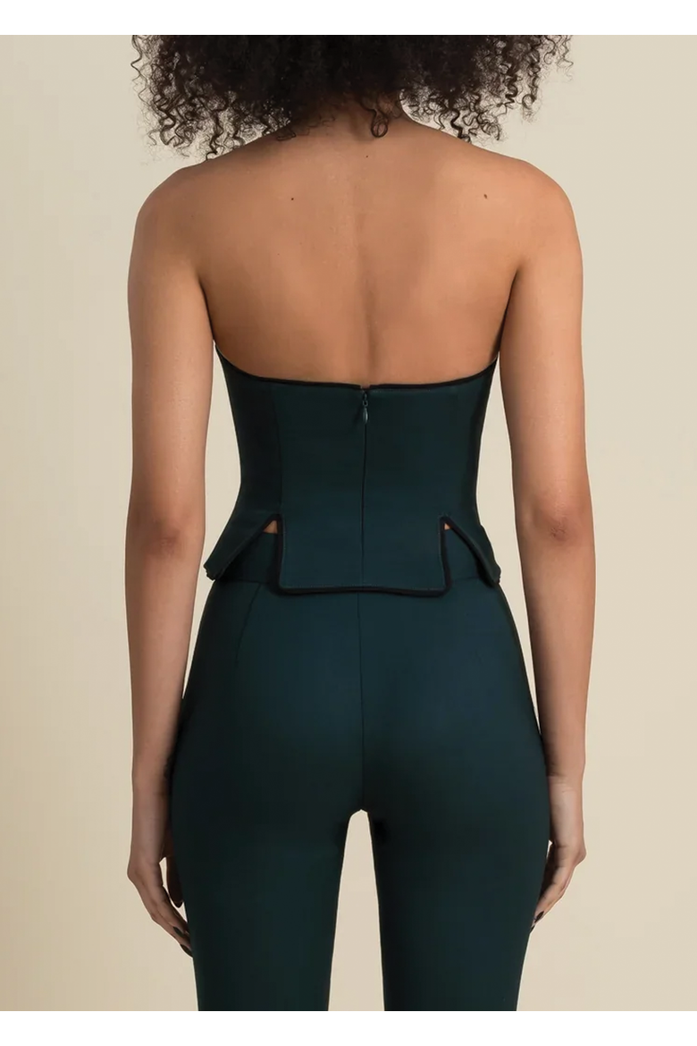 Helix Form-Fitting Stretch Wool Top, Alternate, color, Emerald & Black
