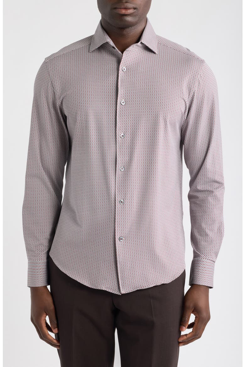 Devon OoohCotton® Print Button-Up Shirt, Main, color, BURGUNDY