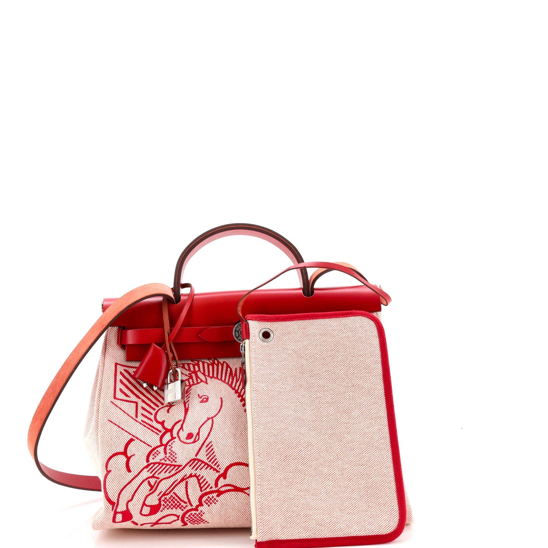 Herbag Zip Pegase Pop Toile and Leather 31, Alternate, color, Red