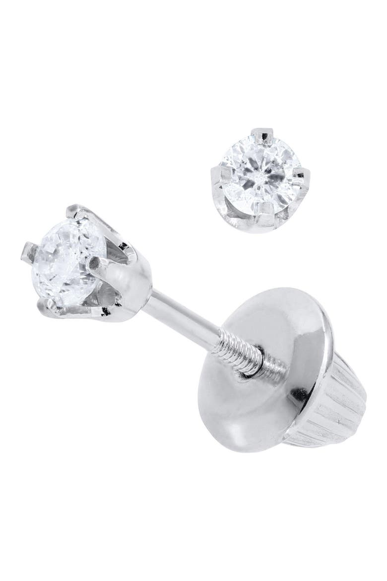 14k White Gold & Diamond Earrings, Alternate, color, WHITE