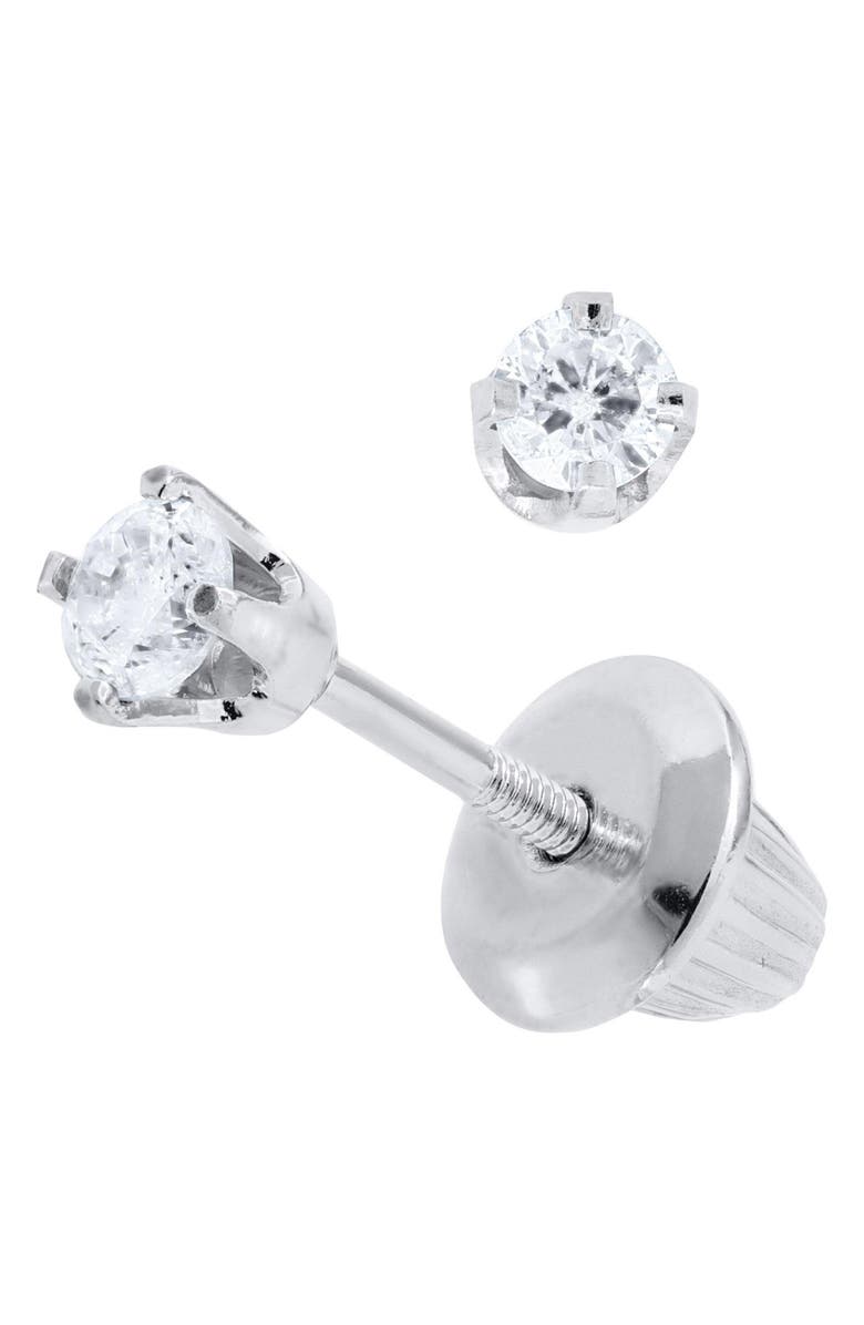 Mignonette 14k White Gold & Diamond Earrings, Alternate, color, White