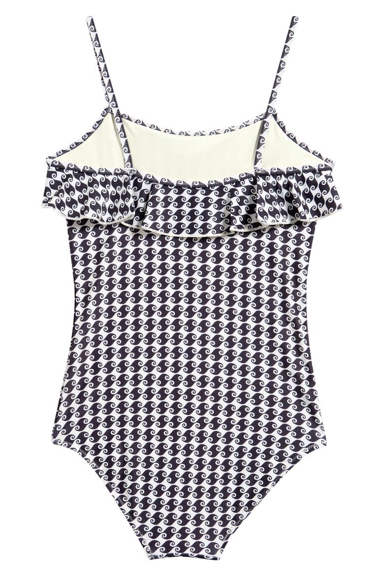 Kids' Sea Hound Ruffle One-Piece Swimsuit, Alternate, color, BLACK/ CREAM