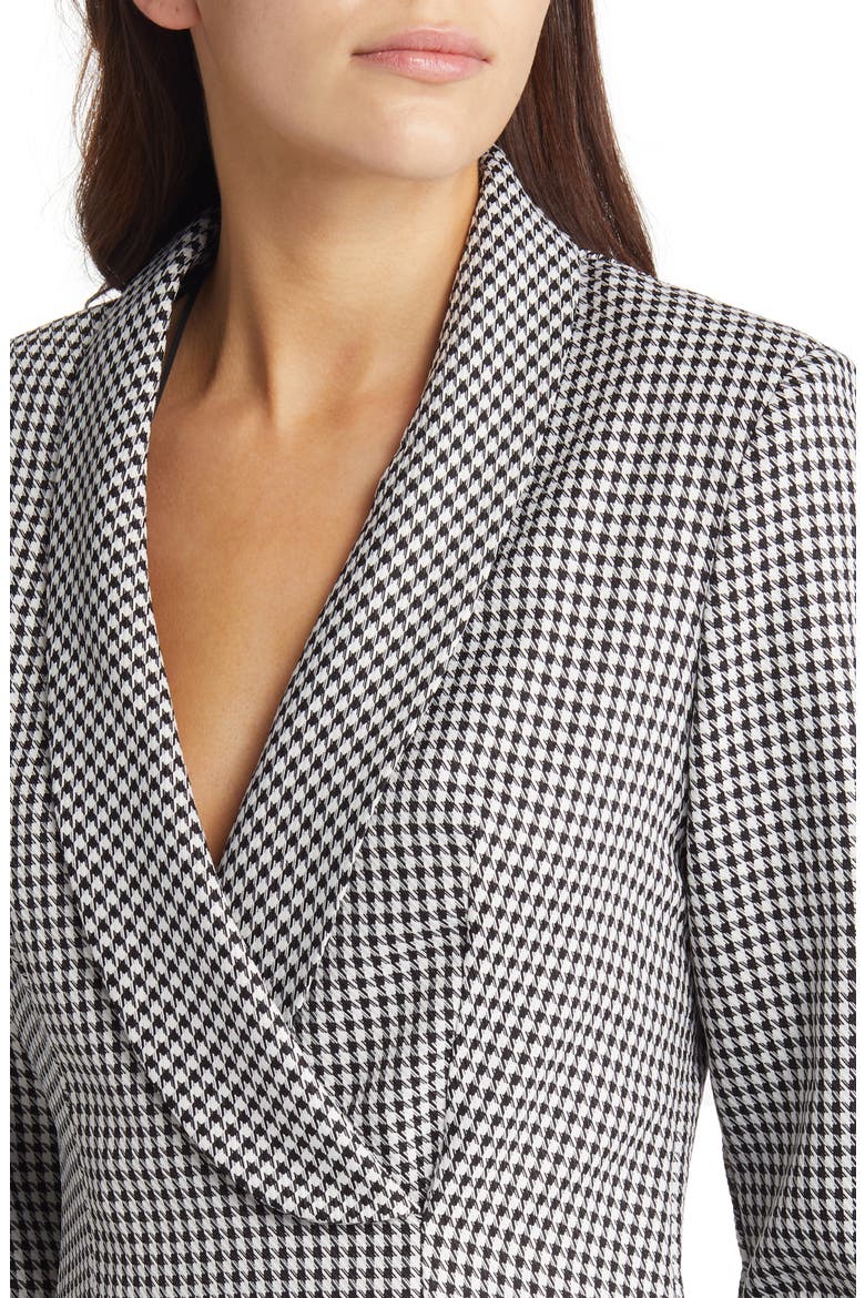 Houndstooth Long Sleeve Coat Dress, Alternate, color, WHITE