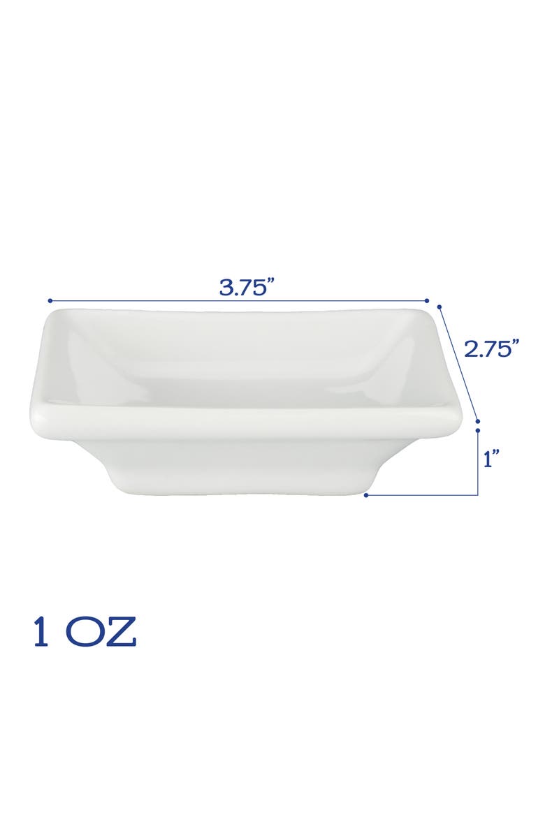 Set of 4 Rectangular Soy Sauce Dishes, Alternate, color, WHITE
