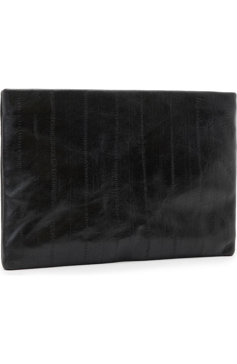 AllSaints Bettina Eel Skin Embossed Leather Clutch, Alternate, color, Black