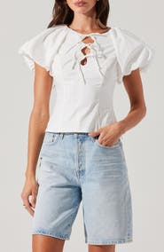 ASTR the Label Aine Tie Detail Cotton Top