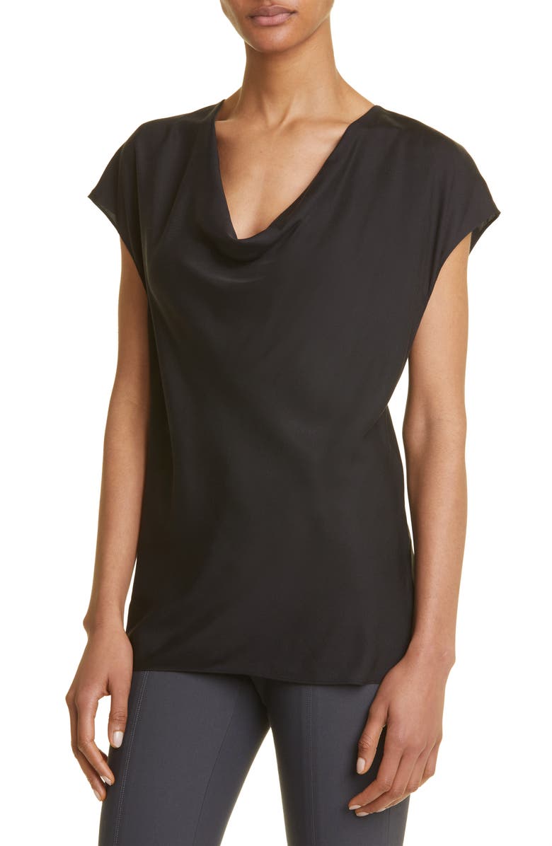 Vince Cowl Neck Cap Sleeve Silk Blend Blouse, Alternate, color,