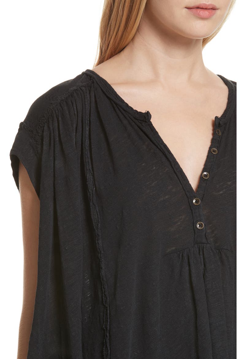 We the Free by Free People Aster Henley Top, Alternate, color, BLACK