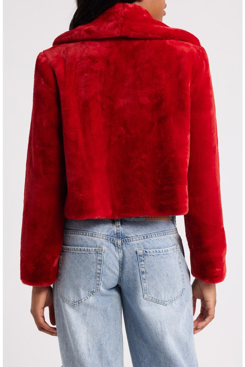 Shawl Collar Faux Fur Jacket, Alternate, color, HOT TO TROT