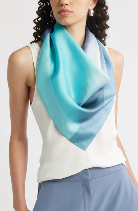 Gradient Print Silk Square Scarf
