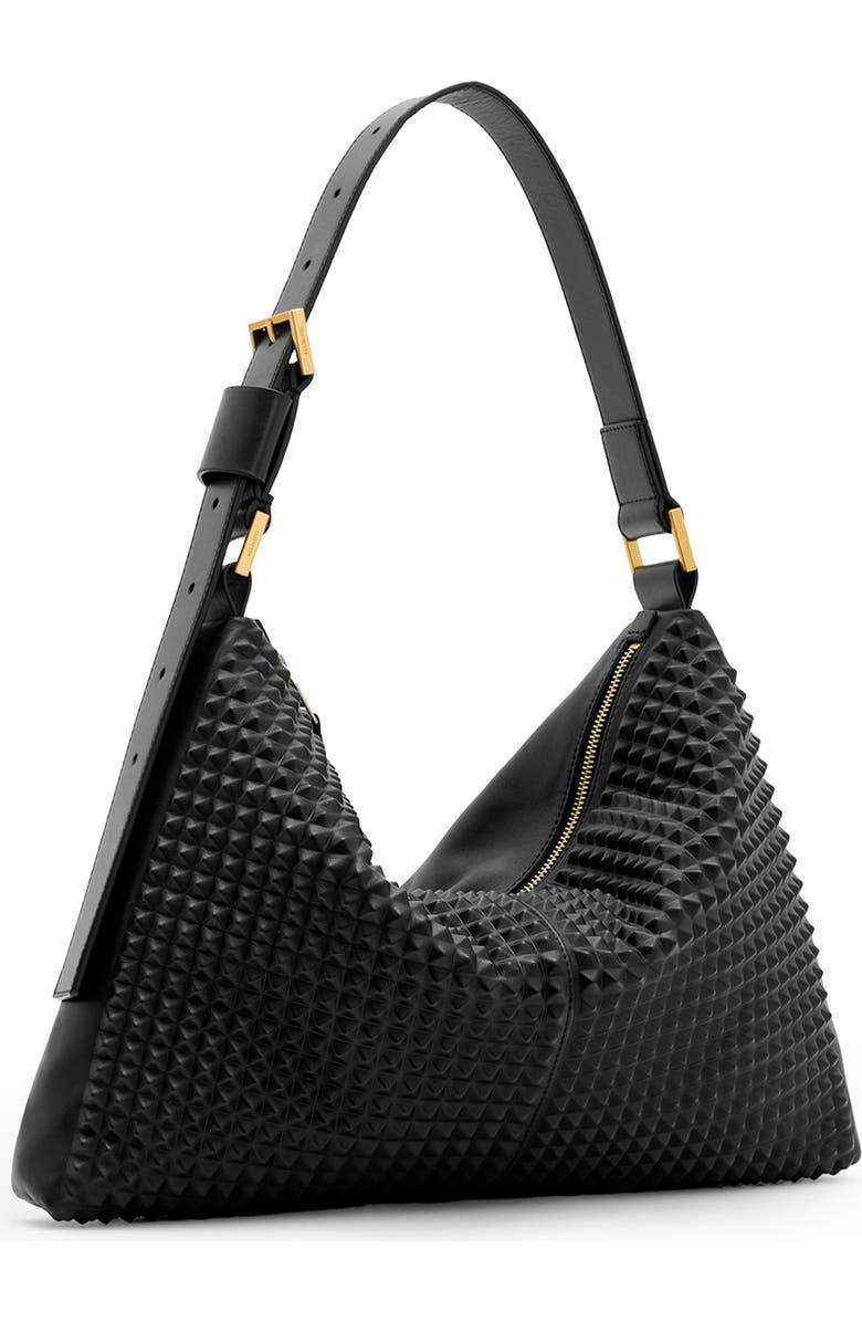 AllSaints Edbury Stud Leather Shoulder Bag, Alternate, color,