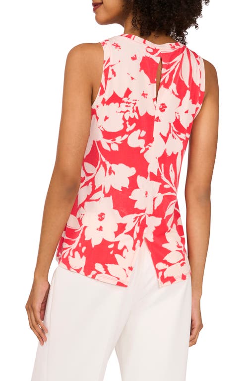 Shop Vince Camuto Floral Keyhole Tank In Cayenne