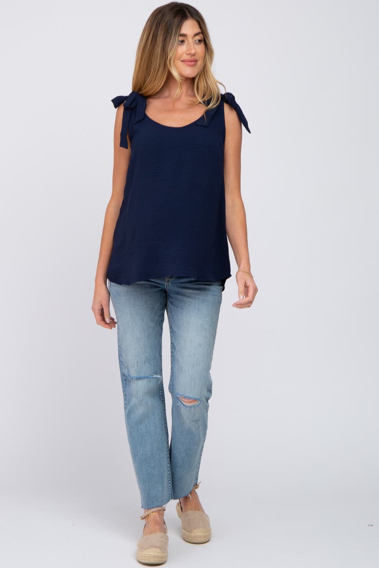 Blue Shoulder Bow Tank Top, Alternate, color, Navy Blue