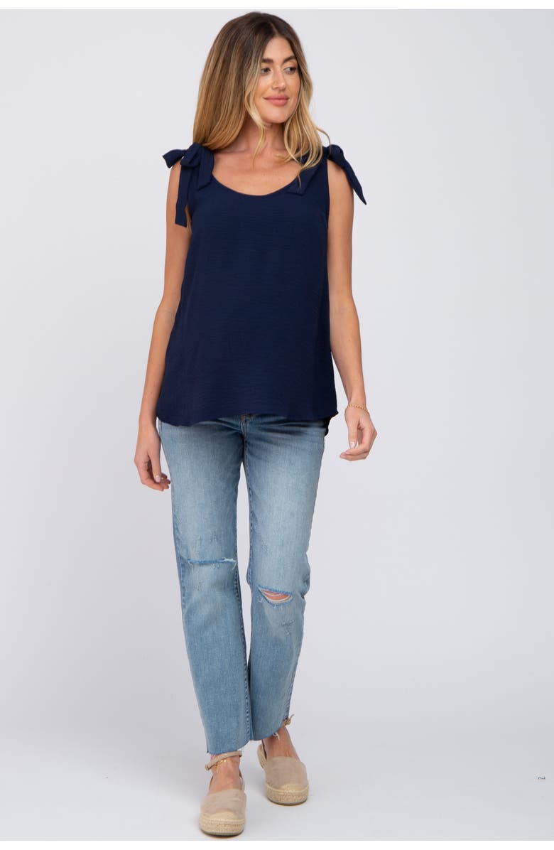 PinkBlush Blue Shoulder Bow Tank Top, Alternate, color, Navy Blue