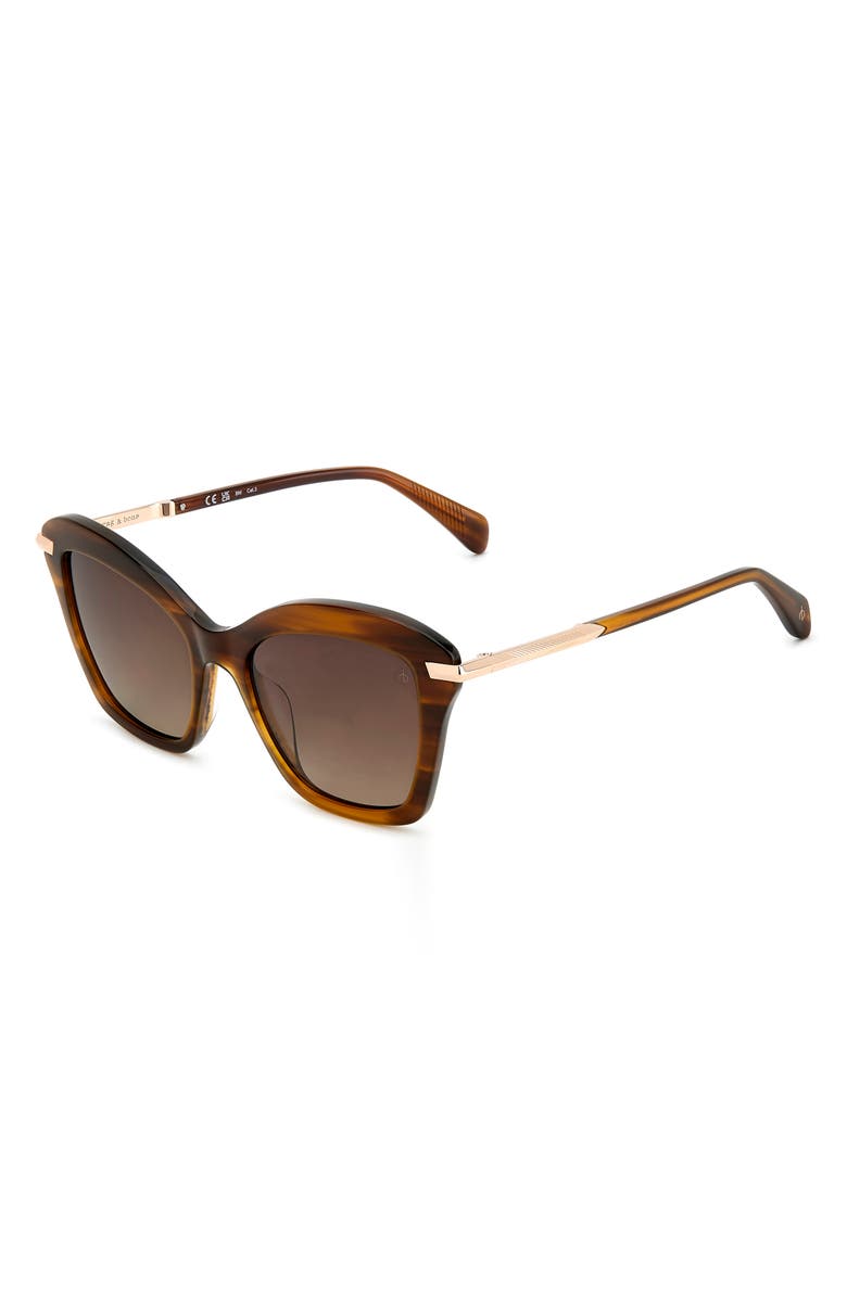 rag & bone 53mm Cat Eye Sunglasses, Alternate, color, Brown Horn/ Brown Gradient
