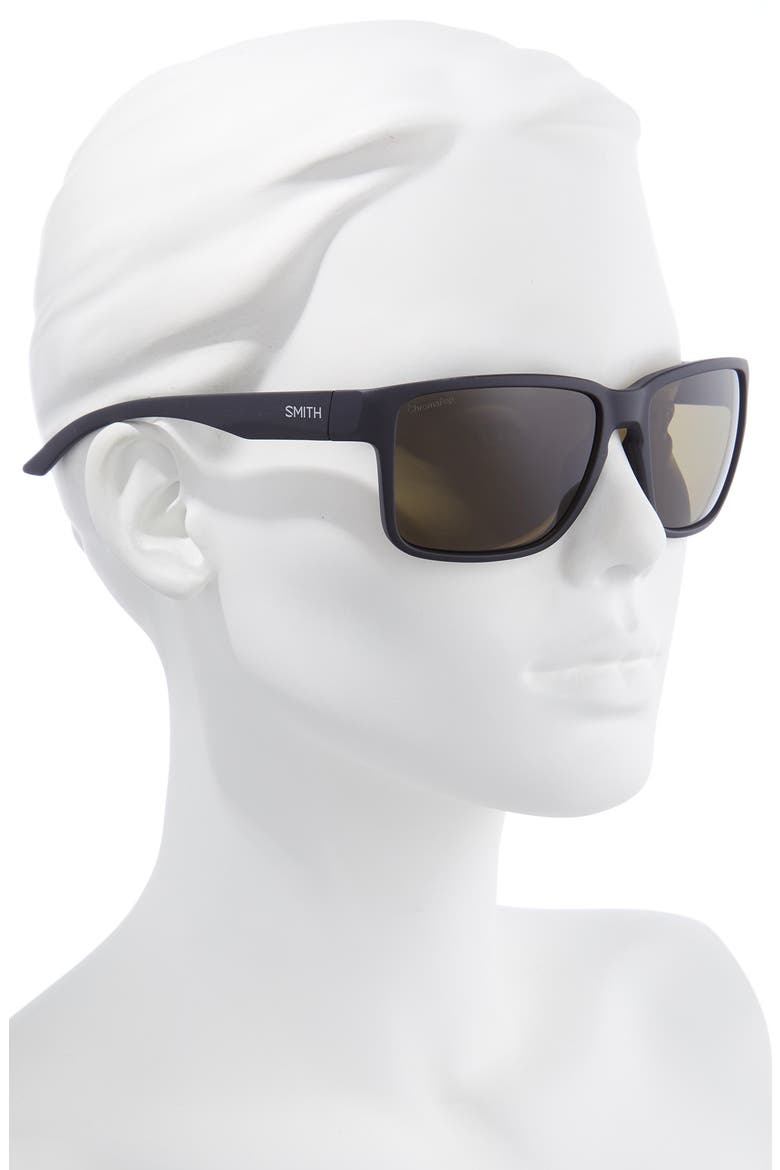 Emerge 60mm Polarized Rectangle Sunglasses, Alternate, color, MATTE BLACK / CHROMAPOP POLARIZED GRAY GREEN