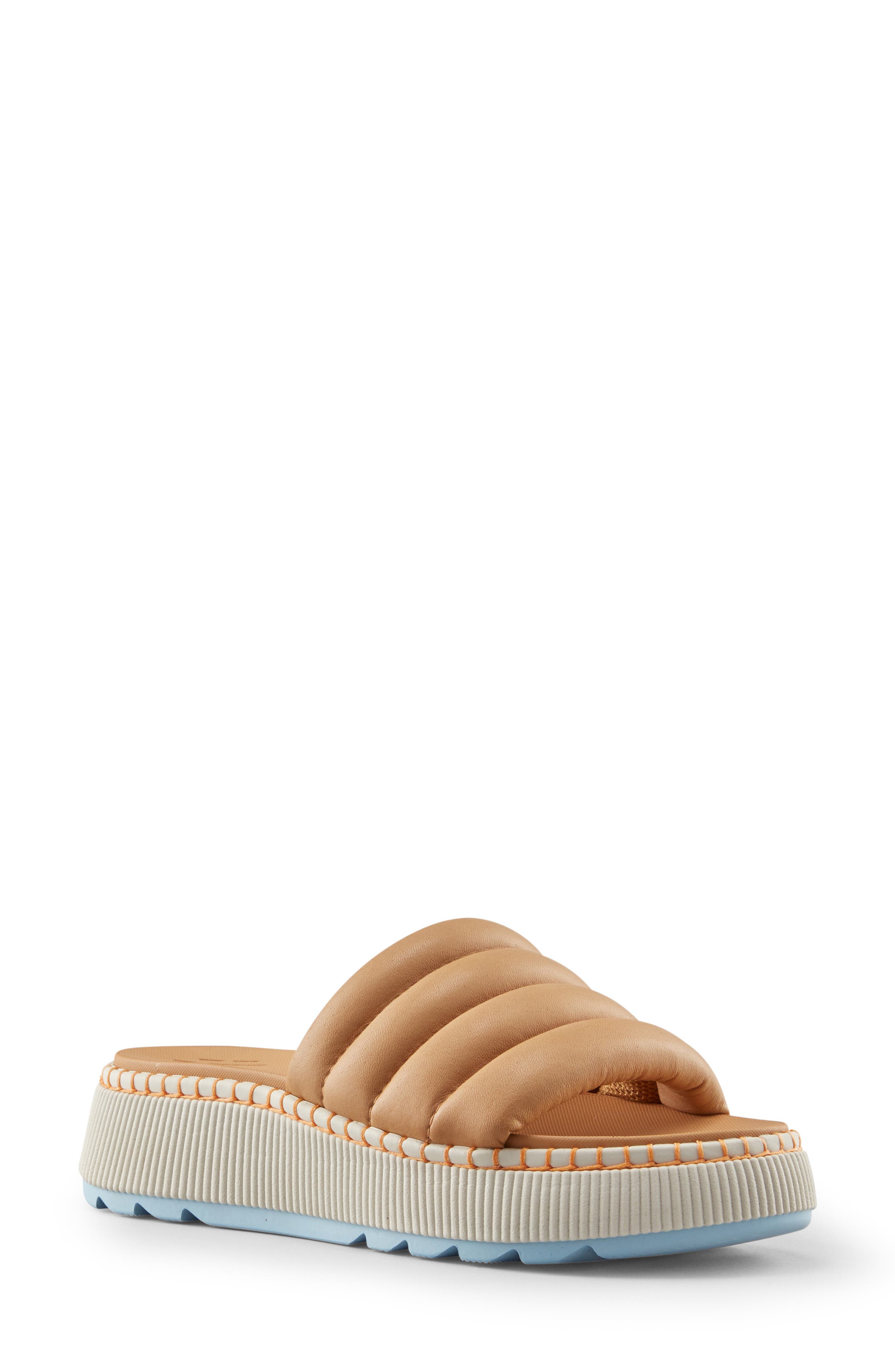 Soprato Quilted Slide Sandal, Main, color, CARAMEL