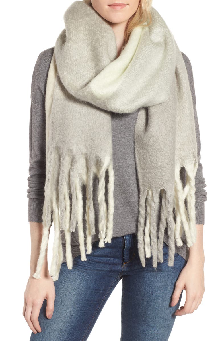 Free People Cameron Plaid Fringe Scarf, Main, color, 