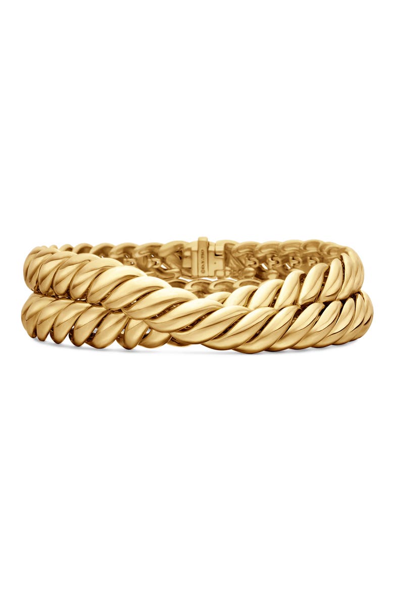 Sculpted Cable Double Wrap Bracelet in 18K Yellow Gold, Main, color, 18K YELLOW GOLD