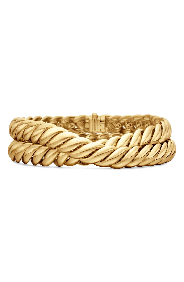 David Yurman Sculpted Cable Double Wrap Bracelet in 18K Yellow Gold, Main, color, 18K Yellow Gold