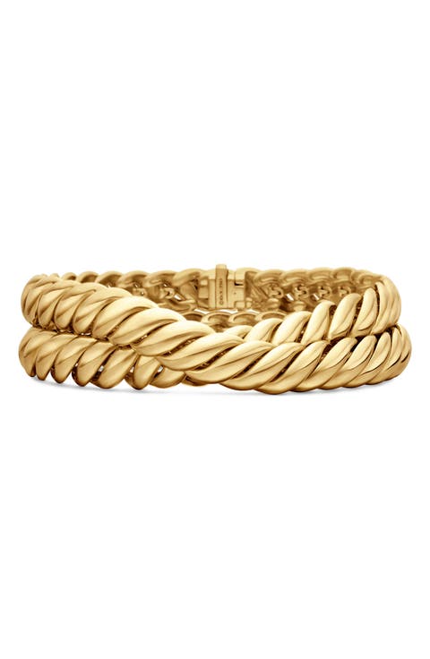 Sculpted Cable Double Wrap Bracelet in 18K Yellow Gold