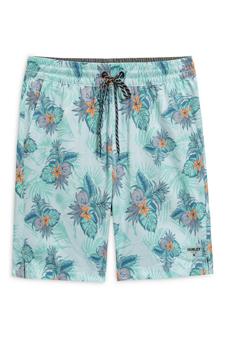 Tropic Cluster Stripes Volley Swim Shorts, Main, color, BLIZZARD