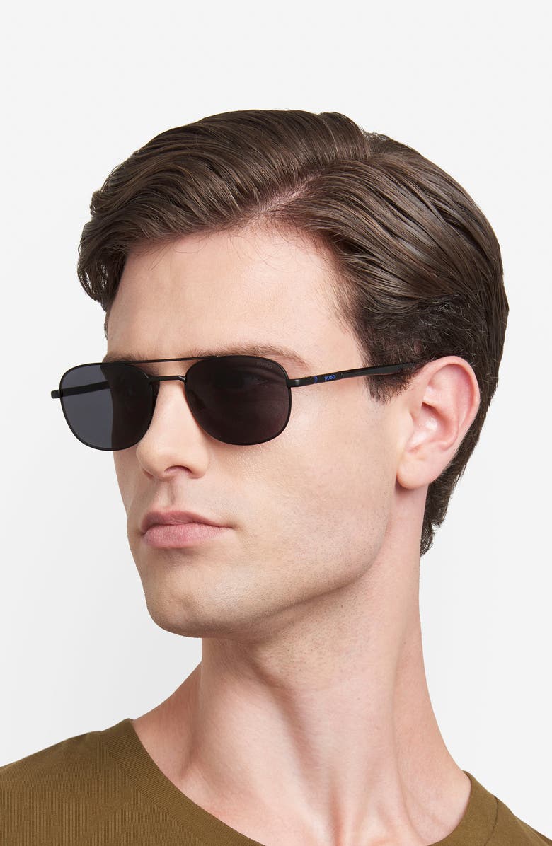 BOSS 56mm Navigator Sunglasses, Alternate, color, Matte Black/ Grey