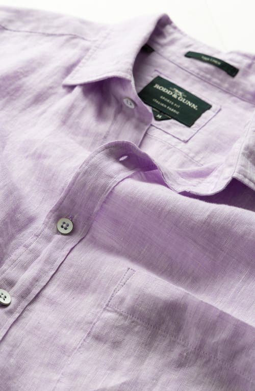 Rodd & Gunn Palm Beach Sports Fit Short Sleeve Linen Button-up Shirt In Purple