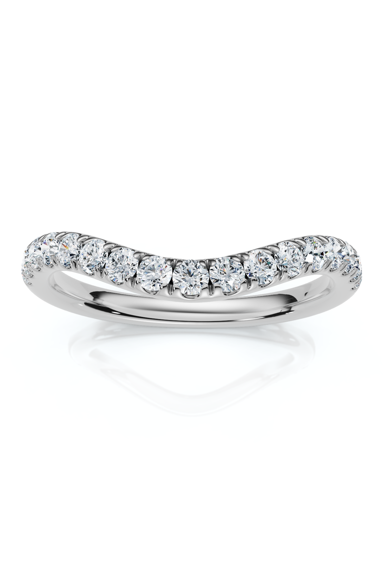 Curved Diamond Wedding Ring Enhanced 1/3Ct 14k Gold or Platinum Lab Grown, Main, color, 14k White Gold
