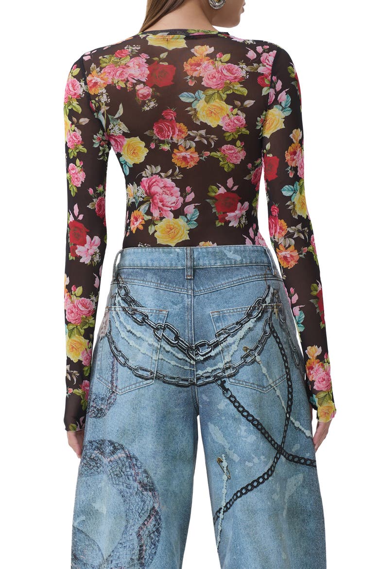 Kaylee Floral Mesh Top, Alternate, color, SPRING ROSE