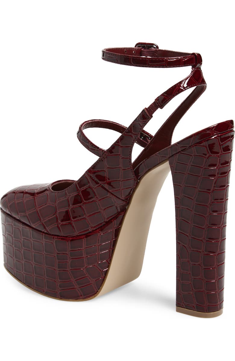 Steve Madden Scotlyn Ankle Strap Platform Pump, Alternate, color, Red Croco