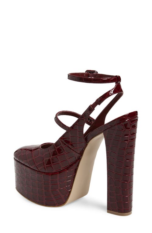 Steve Madden Scotlyn Ankle Strap Platform Pump In Burgundy