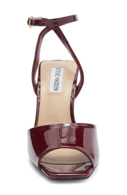 Steve Madden Leesha Patent Ankle Strap Sandal In Burgundy