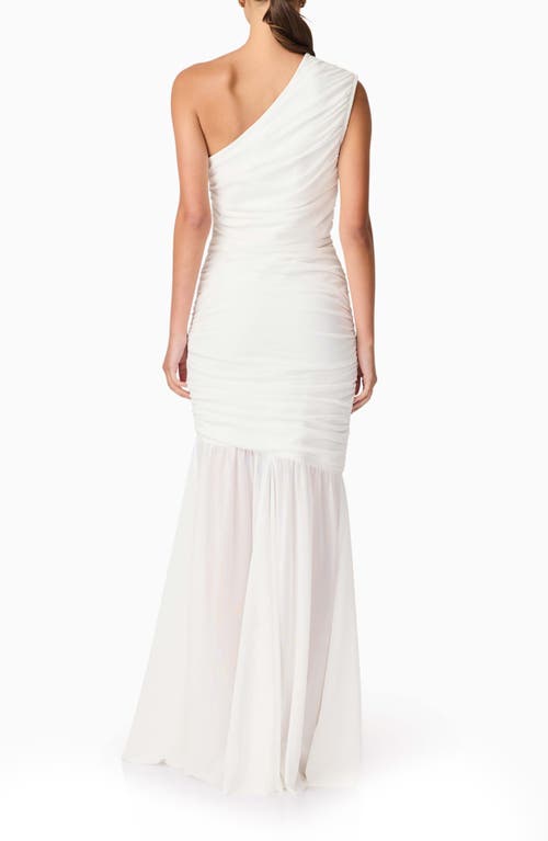Elliatt Vinna Ruched One-shoulder Gown In White