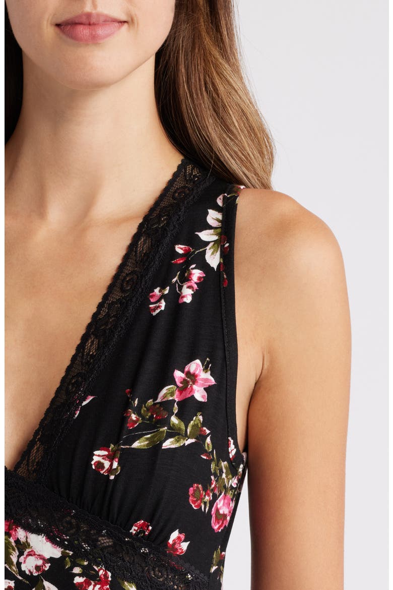 Lace Inset Sleeveless Dress, Alternate, color, BLACK ROSE