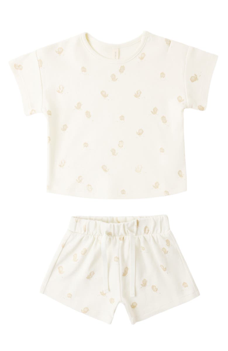 QUINCY MAE Kids' Frankie Chicks Organic Cotton T-Shirt & Shorts Set, Alternate, color, Ivory