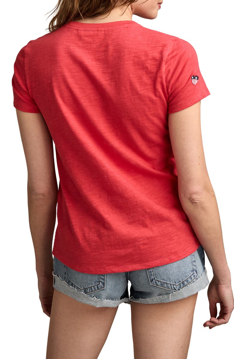 Lucky Brand Heart Flag Embroidered Cotton T-Shirt, Alternate, color, 