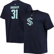 FANATICS Men's Fanatics Branded Philipp Grubauer Deep Sea Blue Seattle Kraken Big & Tall Name & Number T-Shirt