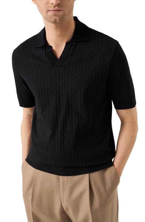 Open Collar Jacquard Polo