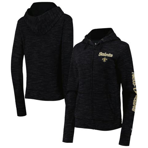Women's New Era Black New Orleans Saints Reverse Space-Dye Full-Zip Hoodie