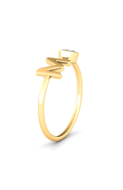 Hautecarat Lab Grown Diamond Letter Ring In 18k Yellow Gold - M