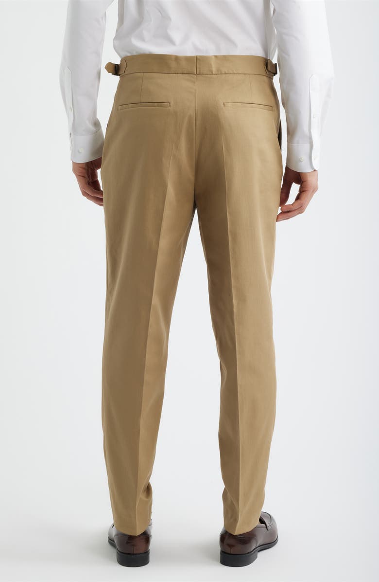 BOSS Perino Pleat Stretch Cotton Pants, Alternate, color, Beige/Khaki