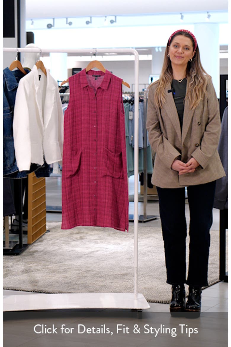 Plaid Sleeveless Organic Linen Shift Dress video