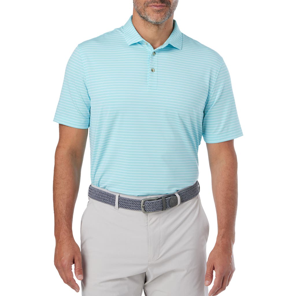 Fair Harbor Compass Print Polo in Aqua Stripe  product