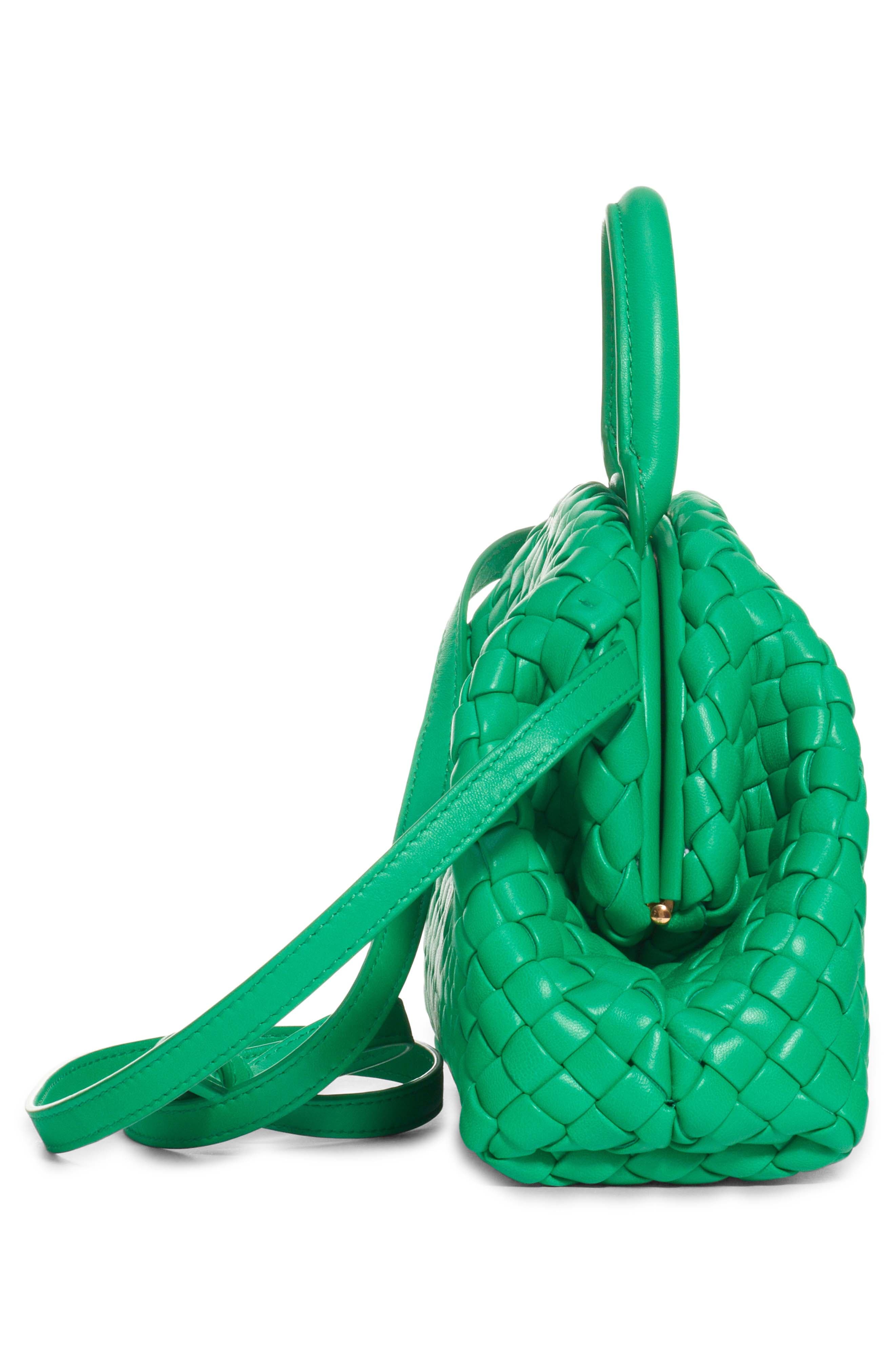 Bottega Veneta Mini Intrecciato Leather Top Handle Bag, Alternate, color, Parakeet-Gold